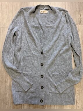 Hollister Light Gray Button-Up Women's Cardigan